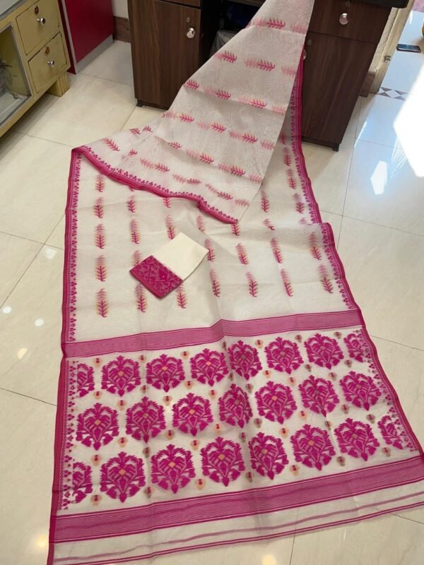 Soft Dhakai Jamdani Saree with Blouse Piece - Off White