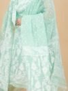 2 Piece Unstitched Soft Jamdani Churidar Set - Pale Teal - Image 2