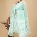 2 Piece Unstitched Soft Jamdani Churidar Set - Pale Teal