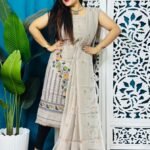 2 Piece Unstitched Soft Jamdani Churidar Set - Pastel Grey