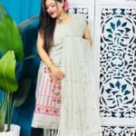 2 Piece Unstitched Soft Jamdani Churidar Set - Pastel Grey