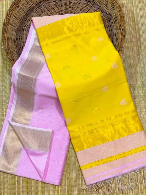 Maheshwari Design Handloom Jamdani Sari with Blouse Piece - Pastel Violet