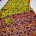 Water Lily Soft Dhakai Jamdani Saree with Blouse Piece - Pea Green
