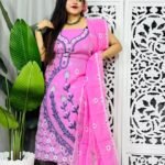 Unstitched Soft Jamdani Churidar 2 Piece Set - Persian Pink