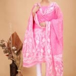 2 Piece Unstitched Soft Jamdani Churidar Set - Persian Pink