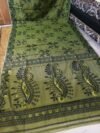 Lotus Soft Dhakai Jamdani Saree with Blouse Piece - Pesto
