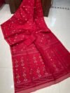 Patli Pallu Soft Dhakai Jamdani Sari with Blouse Piece - Pinkish Red