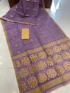 Soft Dhakai Jamdani Saree with Blouse Piece - Plum Purple - Image 2
