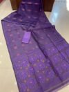 Soft Dhakai Jamdani Saree with Blouse Piece - Purple Haze - Image 2