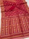 Patli Pallu Soft Dhakai Jamdani Sari with Blouse Piece - Red - Image 2