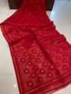 Pata Soft Dhakai Jamdani Sari with Blouse Piece - Red - Image 2