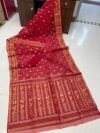 Patli Pallu Soft Dhakai Jamdani Sari with Blouse Piece - Red
