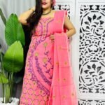 Unstitched Soft Jamdani Churidar 2 Piece Set - Rose Pink
