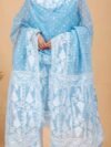 2 Piece Unstitched Soft Jamdani Churidar Set - Sky Blue - Image 2