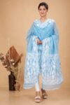 2 Piece Unstitched Soft Jamdani Churidar Set - Sky Blue