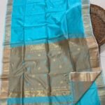 Maheshwari Design Handloom Jamdani Sari with Blouse Piece - Sky Blue
