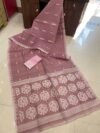 Soft Dhakai Jamdani Saree with Blouse Piece - Turkish Rose