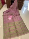 Soft Dhakai Jamdani Saree with Blouse Piece - Turkish Rose