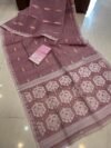 Soft Dhakai Jamdani Saree with Blouse Piece - Turkish Rose - Image 2