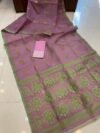 Soft Dhakai Jamdani Saree with Blouse Piece - Turkish Rose - Image 2