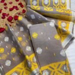 Barfi Buti Soft Dhakai Jamdani Sari with Blouse Piece - Warm Grey