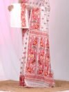 Ikkat Soft Dhakai Jamdani Sari with Blouse Piece - White
