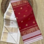 Maheshwari Design Handloom Jamdani Sari with Blouse Piece - White