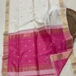 Maheshwari Design Handloom Jamdani Sari with Blouse Piece - White