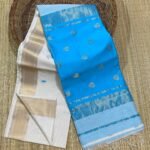 Maheshwari Design Handloom Jamdani Sari with Blouse Piece - White