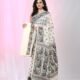 Ikkat Soft Dhakai Jamdani Sari with Blouse Piece - White Rock