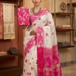 Buti Jal Soft Dhakai Jamdani Sari with Blouse Piece - White Rock
