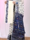 Ikkat Soft Dhakai Jamdani Sari with Blouse Piece - White Rock