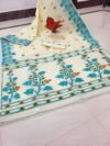Nayan Tara Soft Dhakai Jamdani Sari with Blouse Piece - White Rock