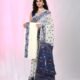 Ikkat Soft Dhakai Jamdani Sari with Blouse Piece - White Rock