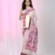 Ikkat Soft Dhakai Jamdani Sari with Blouse Piece - White Rock