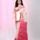Ikkat Soft Dhakai Jamdani Sari with Blouse Piece - White Rock