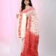 Ikkat Soft Dhakai Jamdani Sari with Blouse Piece - White Rock