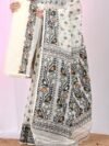 Ikkat Soft Dhakai Jamdani Sari with Blouse Piece - White Rock