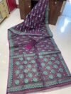 Pata Soft Dhakai Jamdani Sari with Blouse Piece - Wine Berry