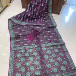 Pata Soft Dhakai Jamdani Sari with Blouse Piece - Wine Berry