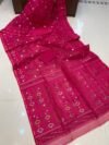 Patli Pallu Soft Dhakai Jamdani Sari with Blouse Piece - Wine Red