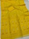 Patli Pallu Soft Dhakai Jamdani Sari with Blouse Piece - Yellow - Image 2