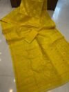 Pata Soft Dhakai Jamdani Sari with Blouse Piece - Yellow - Image 2