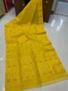 Patli Pallu Soft Dhakai Jamdani Sari with Blouse Piece - Yellow
