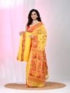 Ikkat Soft Dhakai Jamdani Sari with Blouse Piece - Yellow
