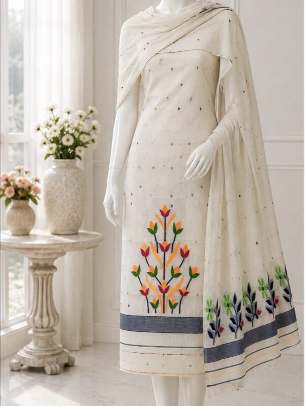 2 Piece Unstitched Soft Salwar Set - Off White