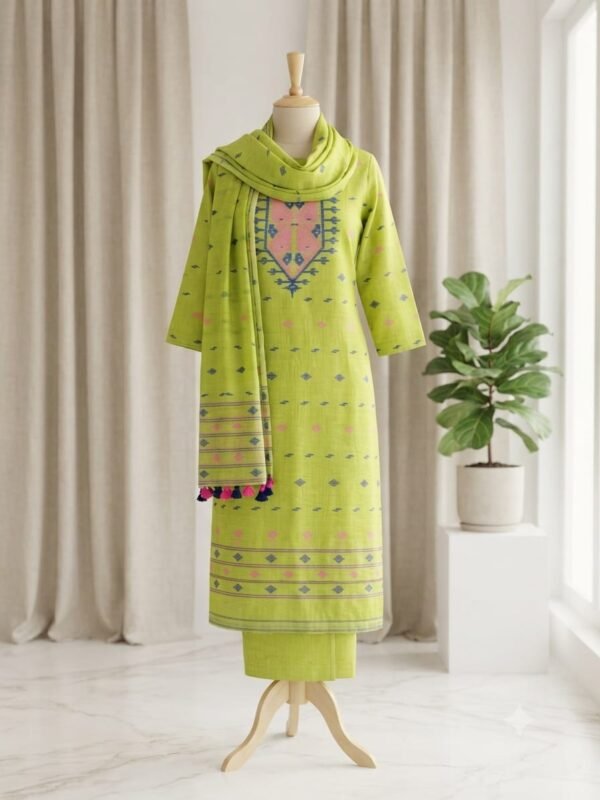 2 Piece Unstitched Soft Salwar Set - Avocado Green