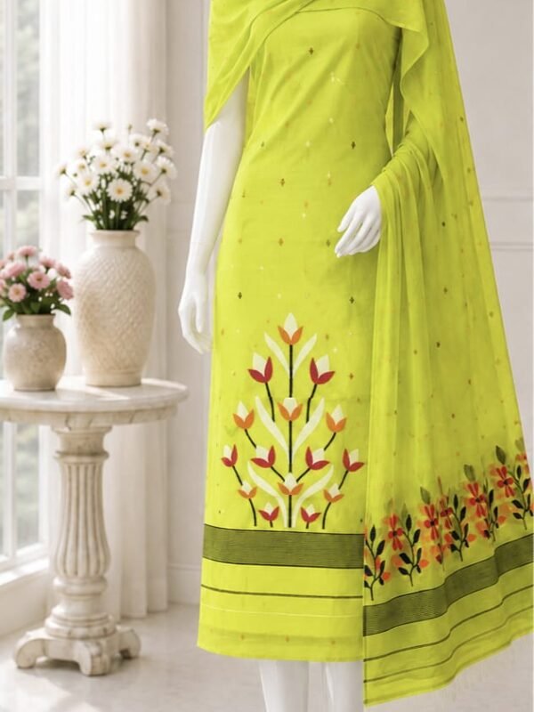 2 Piece Unstitched Soft Salwar Set - Avocado Green