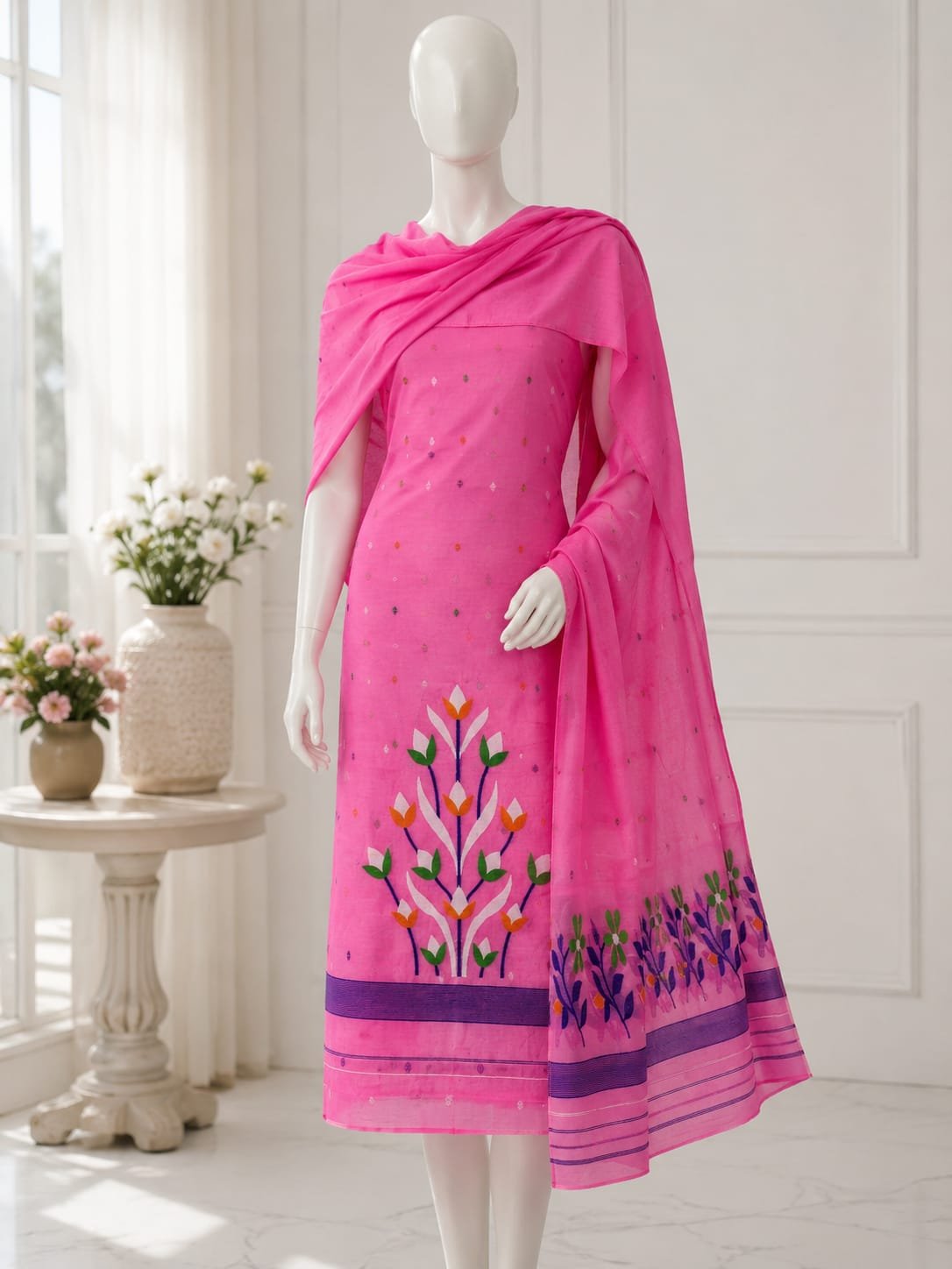 2 Piece Unstitched Soft Salwar Set - Bashful Pink