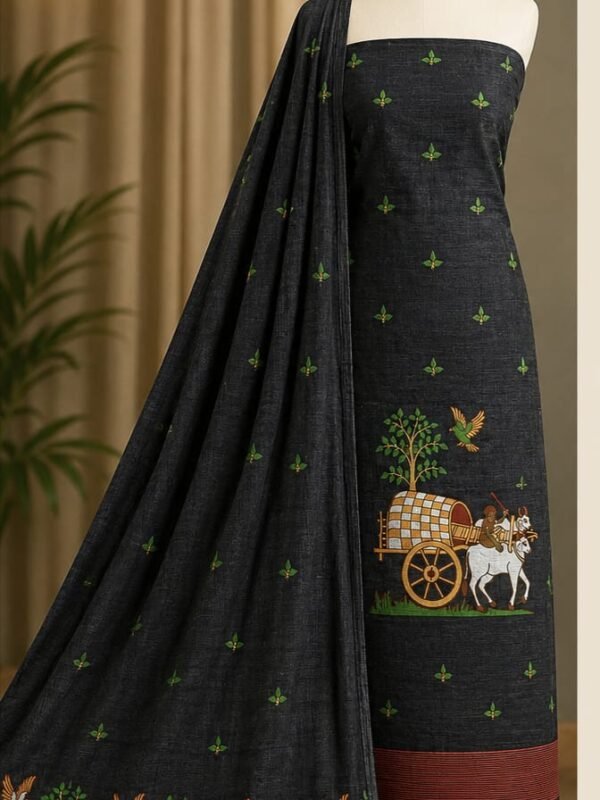 Unstitched Soft 2 Piece Kurta Set - Black